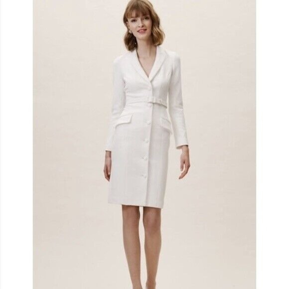 Badgley Mischka Dresses & Skirts - BHLDN Badgley Mischka Beckham Suit White Dress Coat Bridal Buttons Size 2 NWT